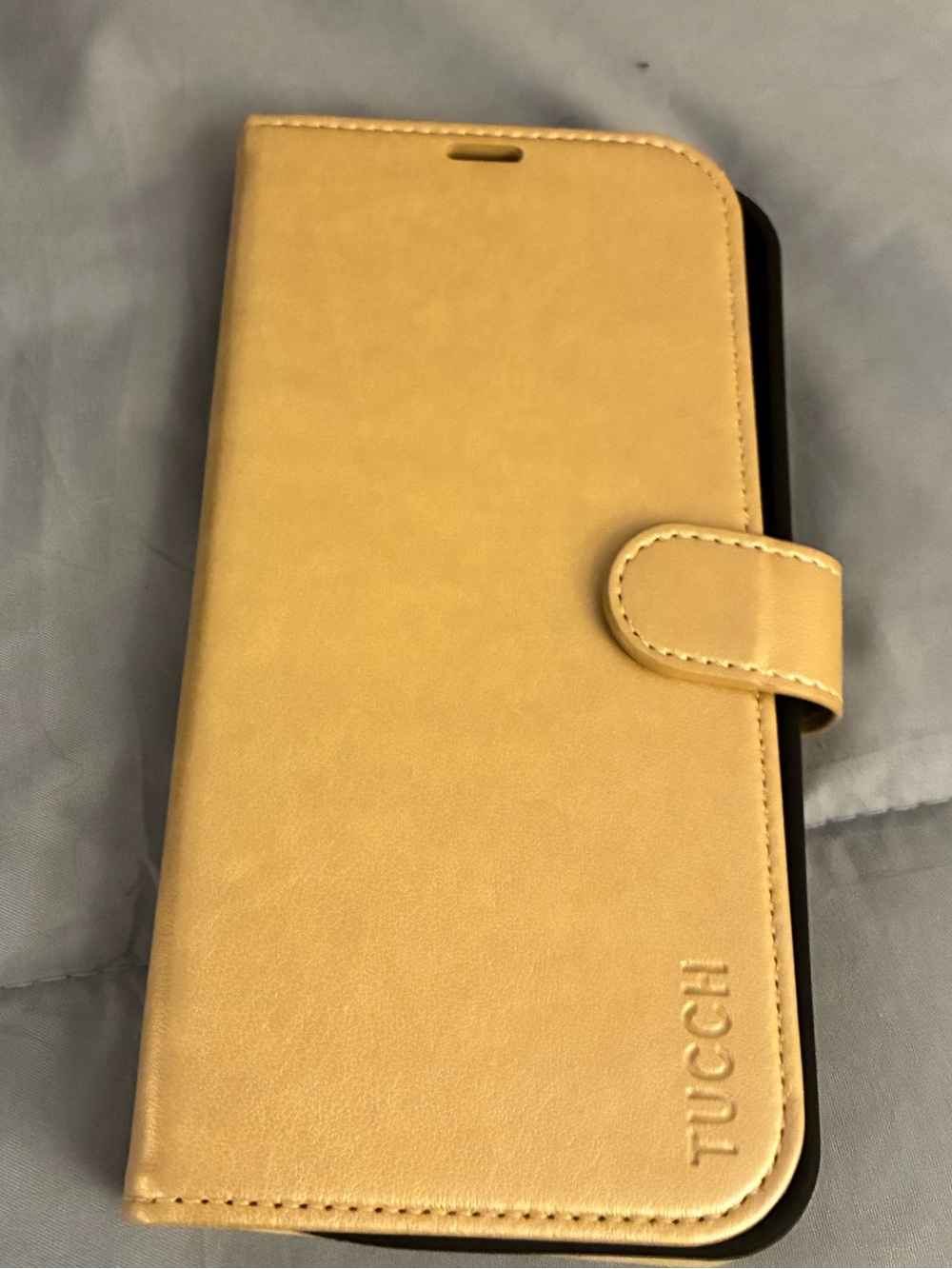 Tucchi Yellow Leather Wallet Phone Case - Folio Flip Cover for IPhone 16 Plus